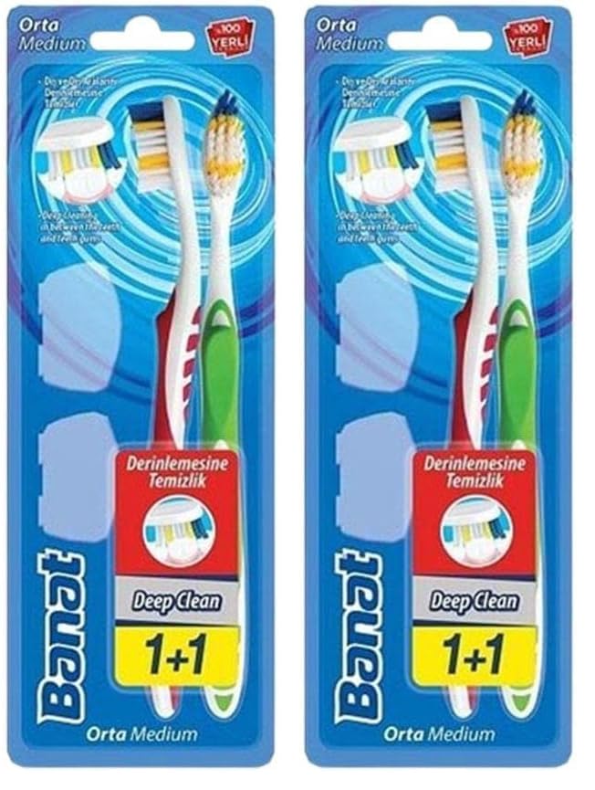 Banat Deep Clean Derinlemesine Temizlik Diş Fırçası 1+1 Orta (2 paketi)
