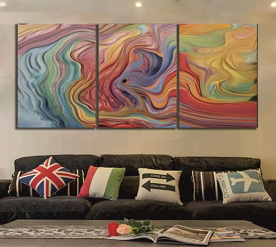 Affiches abstract rainbow decor pour habiller un mur vide : lot de 3 posters A4 en tube