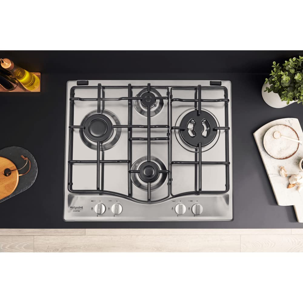 Hotpoint PCN 642 T/IX/HAR - Piano cottura gas, in acciaio Inox, da incasso, 1.000 W, 5,5 cm