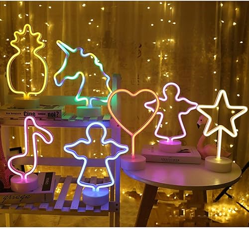 Miniatura 5 de QFFL Paneles de luz led inteligentes LED Neon Light Sign con soporte desmontable Base Batería o fuente de alimentación USB para suministros de