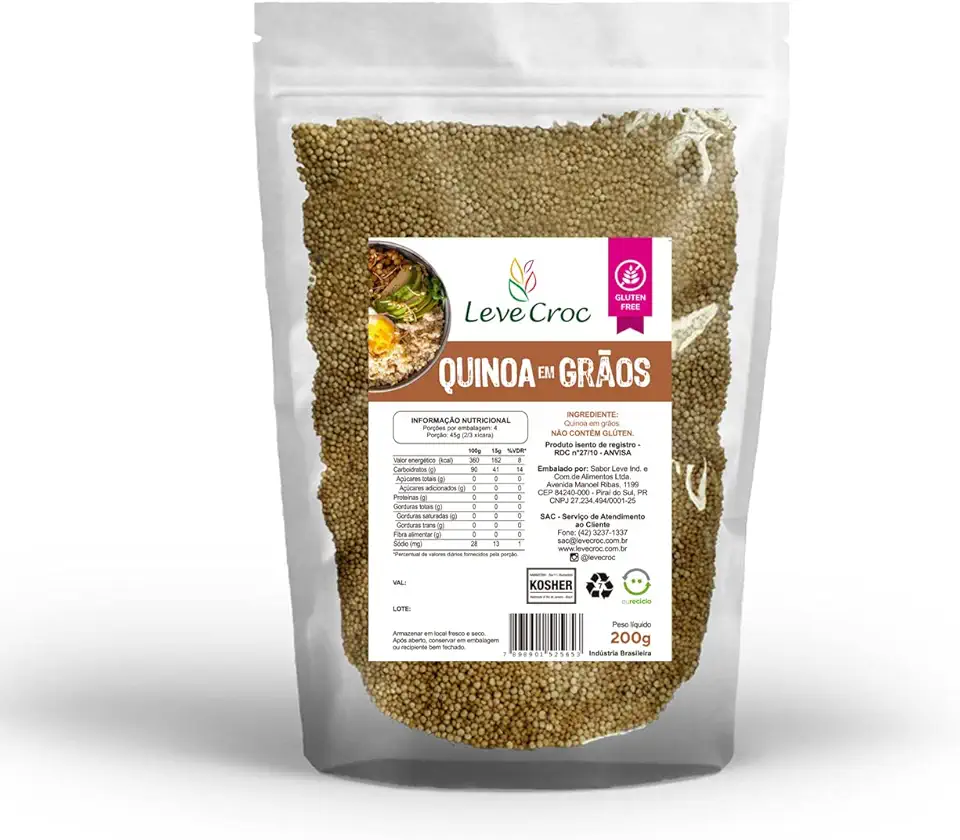 Quinoa sem glúten em grãos Leve Croc 200g