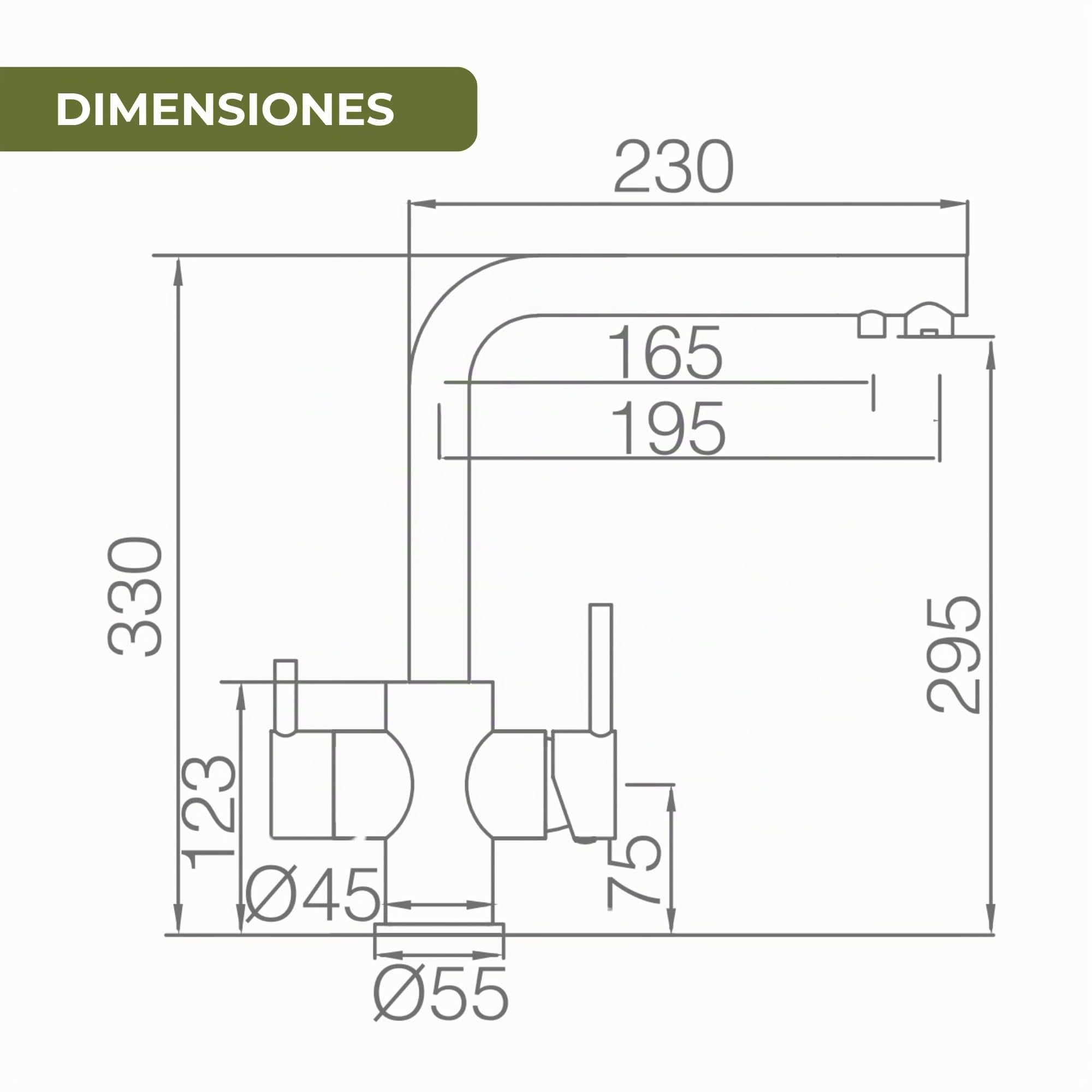 IMEX - Grifo Cocina con Osmosis Integrado | Grifo Momando Osmosis 2 Vías con Ducha Extraíble | Grifería en Latón | Serie Marsella | Color Cromado