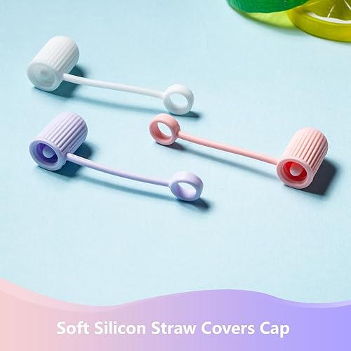 Miniatura 3 de 3 tapas de silicona para popote Stanley, 0.394 in, reutilizables, bonitas, rosadas, accesorios para decoración de tapones protectores portátiles,