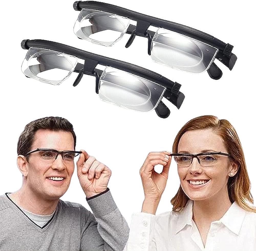 Adjustable Focus Glasses Dial Vision Near and Far Sight, HD Zoom Adjustable Degree Reading Glasses, Distance Reading Glasses for Men Ladies Elderly (2Pcs)