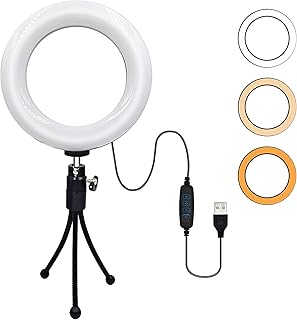 OBEST LED Ring Light 4.7 inch with Tripod Stand for YouTube Video, Tiktok, Makeup and Live Streaming, Mini Dimmable LED Circle Live Fill Light Desktop Lamp with 3 Light Modes & 10 Brightness Level
