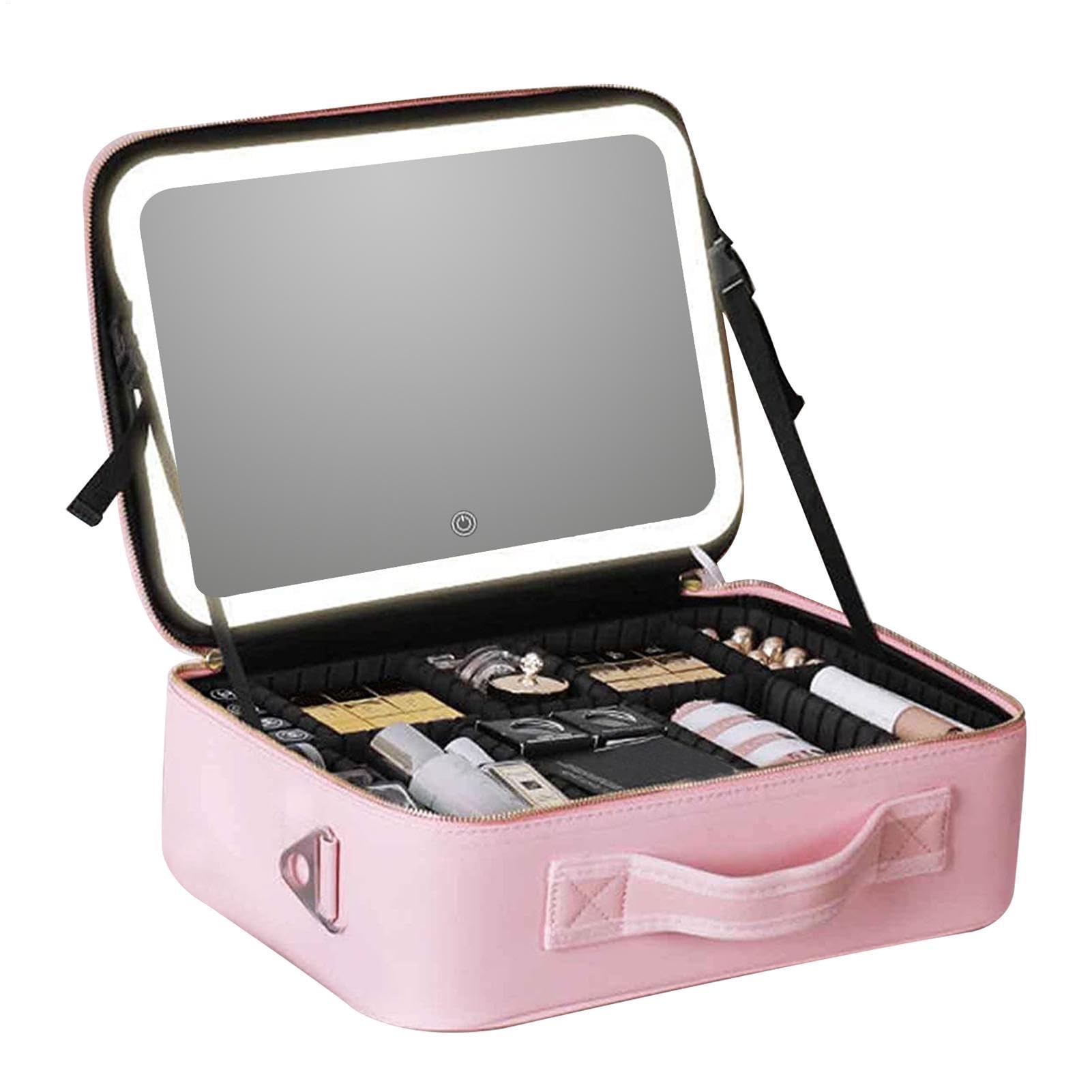 Estuche de Maquillaje - Organizador, Estuche de Maquillaje | Gran capacidad - Estuche de Maquillaje con Compartimentos - Portátil y luminoso, Neceser multiusos para artículos, Pin