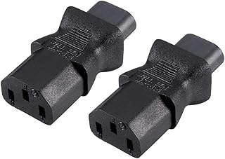 Sourcingmap AC125V 10A/AC250V 2.5A IEC320 Male C8 to Female C13 Power Socket Adapter for Cord Connecting 2 Pcs