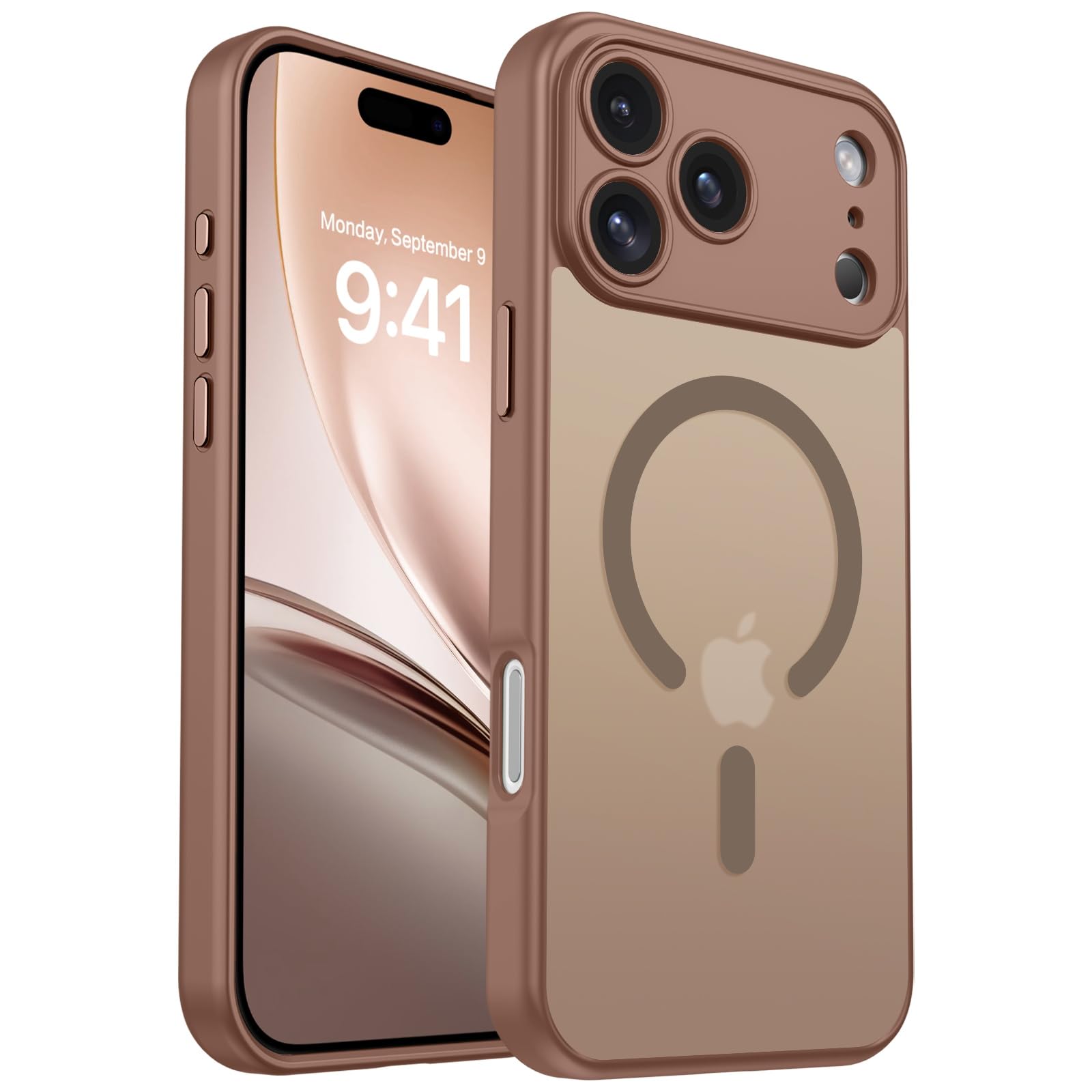 Photo 1 of BENTOBEN Magnetic for iPhone 17 Pro Case 2025, [Upgraded Full Camera Protection] [Compatible with Magsafe] [Translucent Matte] Drop Protection Shockproof Protective Phone Cover 6.3" - Desert Titanium