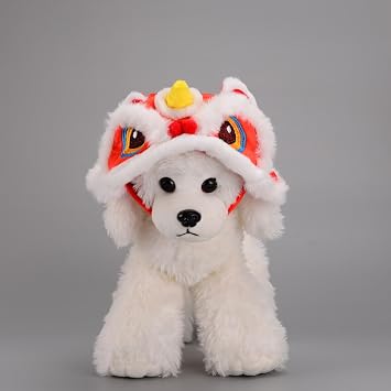 Pet New Year Tiger Hat Lion Dance Hat for Cats and Small Medium Dogs M, B