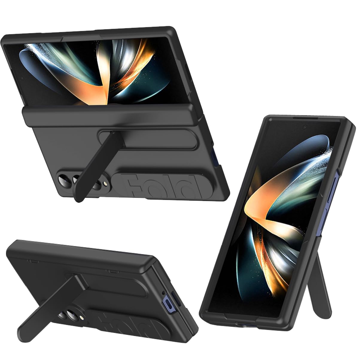 Étui pour Galaxy Fold 4 avec dragonne et support de protection noir - 7
