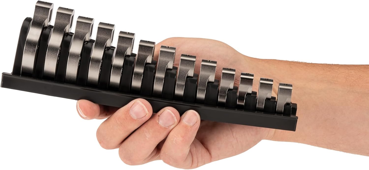 TEKTON 3/8 Inch Drive Crowfoot Wrench Set with Rack, 30-Piece (5/16-1 in., 8-24 mm) | WCF95301 | Made in USA