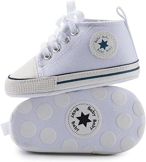 Baby Girls Boys Canvas Sneakers Soft Sole High-Top Ankle Infant First Walkers Crib Shoes