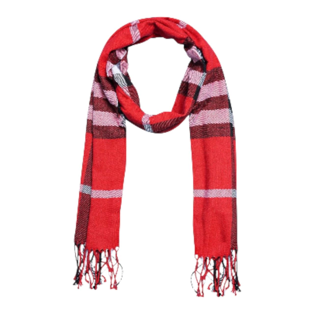 Woolen Soft MicroFibre Cashmere Knitted Soft and Warm Muffler Scarf for Men and Women Casual Stylish Winter Wear Scarf | Neck Warmer Woolen Stylish Muffler Red Colour-image-5