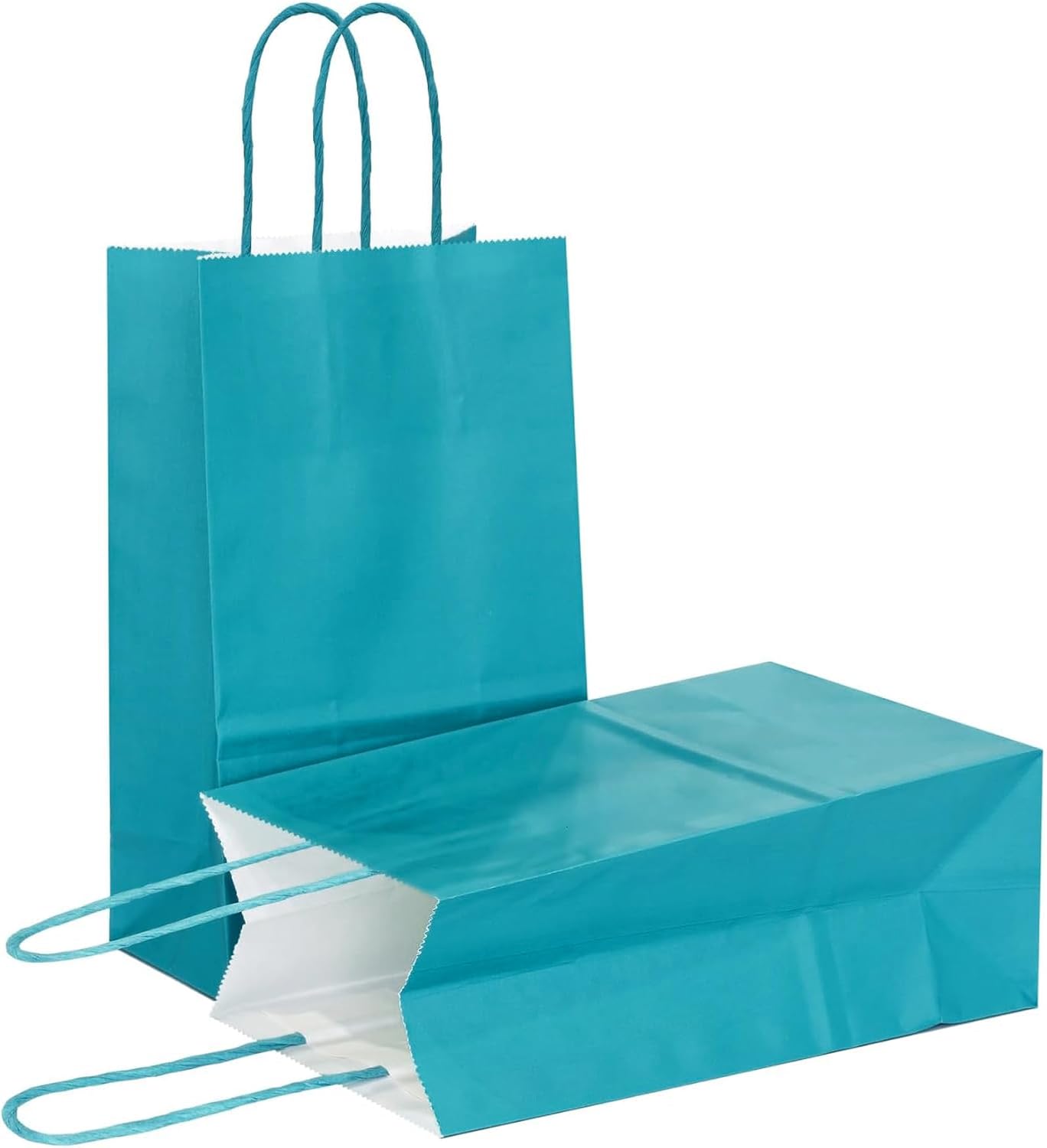 AZOWA Small Teal Paper Bags 10 Pack Teal Gift Bags with Handles
