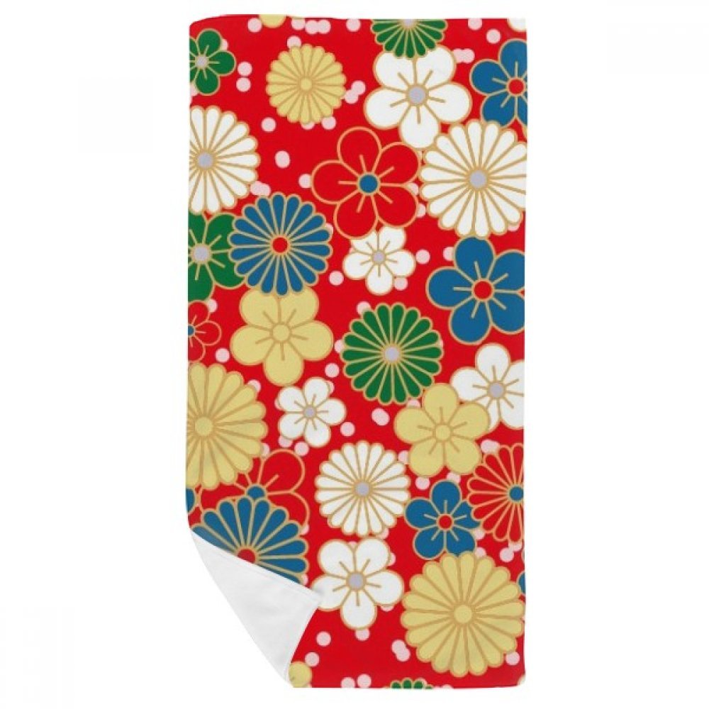 Serviette de bain style japonais sakura multicolor 35x70cm doux drap de douche coton