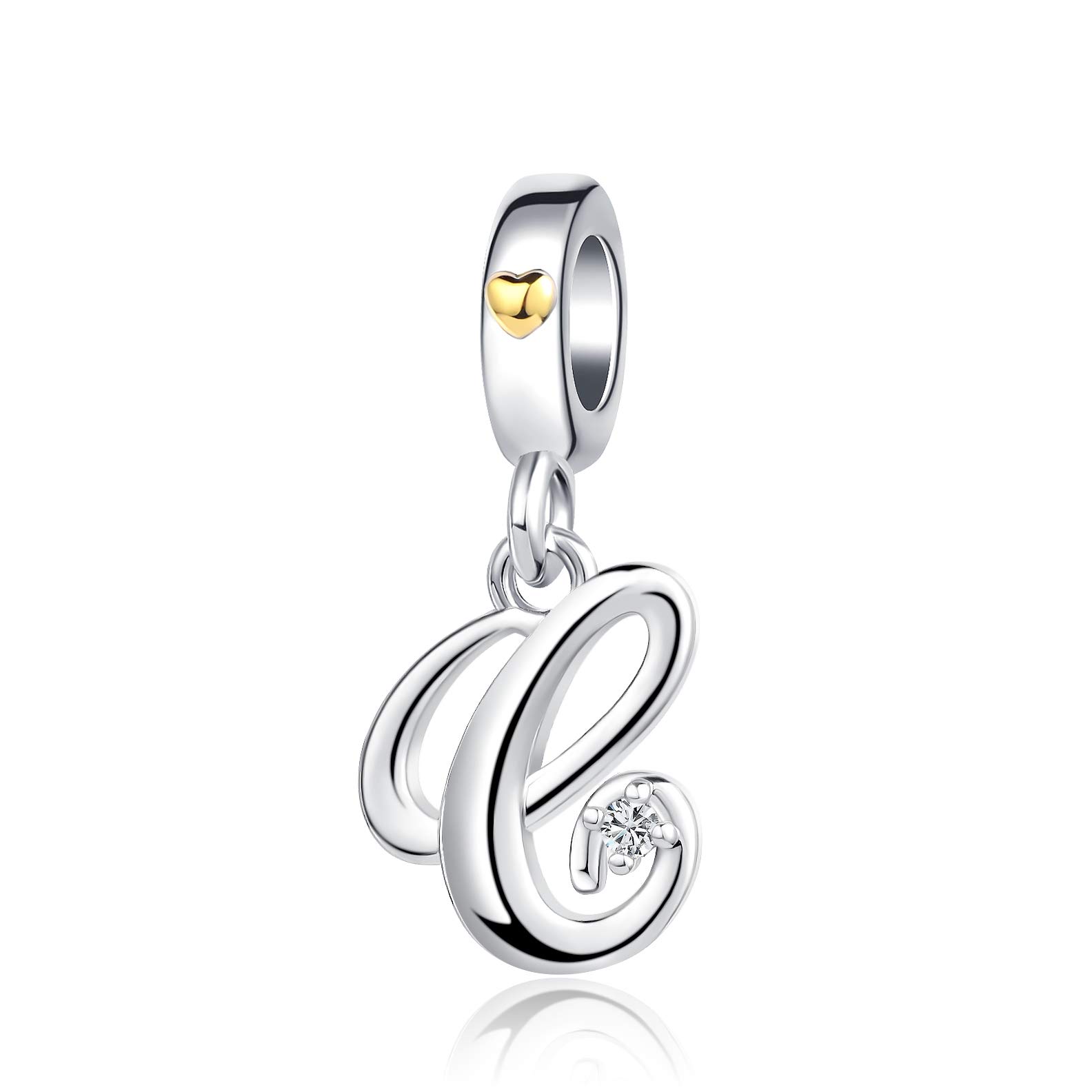 Silver Initial A-Z Letter Charm Compatible Pandora Charm Bracelets for Women Jewelry