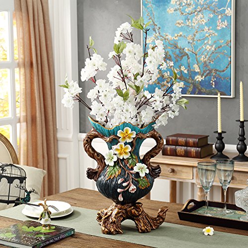 Keramische Vaas Woonkamer Kantoor Tv Kast Studie Entree Vloer Vaas Gedroogde Bloemen Simulatie Bloem Decoratieve Vaas 48x36x21 Cm - Afbeelding 4