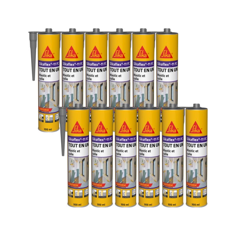 SIKA 659761x12 Sellador de Pegamento, Gris | Junta y pegamento, todo en uno, multisoporte, Int/Ext, ideal para trabajos de bricolaje, endurece rápidamente, Purform