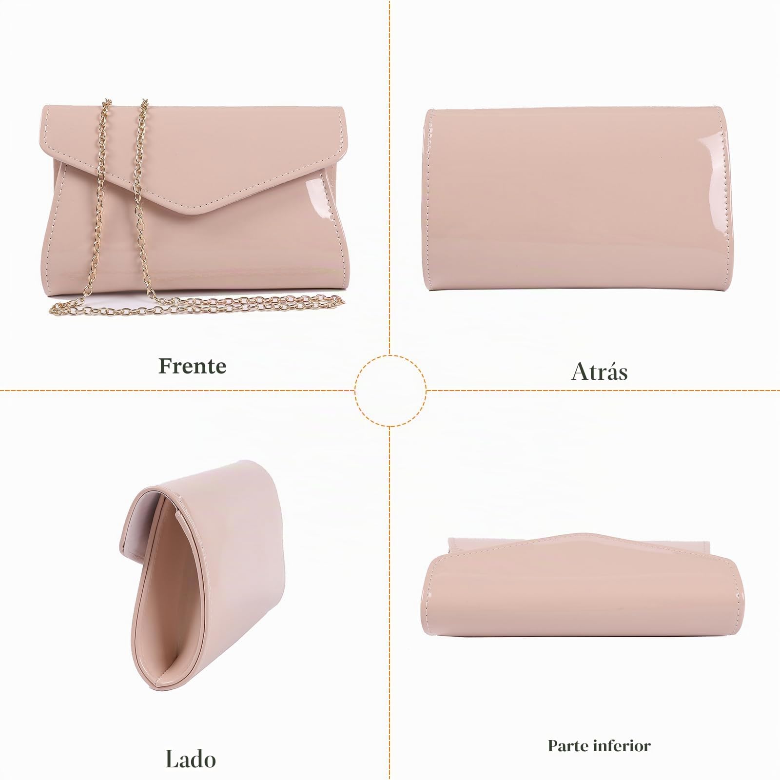 CORIOS Bolso de Noche para Mujer Clutch de Cuero PU Bolsa de Noche Moda Sobre con Solapa Cartera de Mano Bolso de Boda Elegante Bolso de Hombro Retro Bolsos Bandolera para Fiesta Banquete Boda