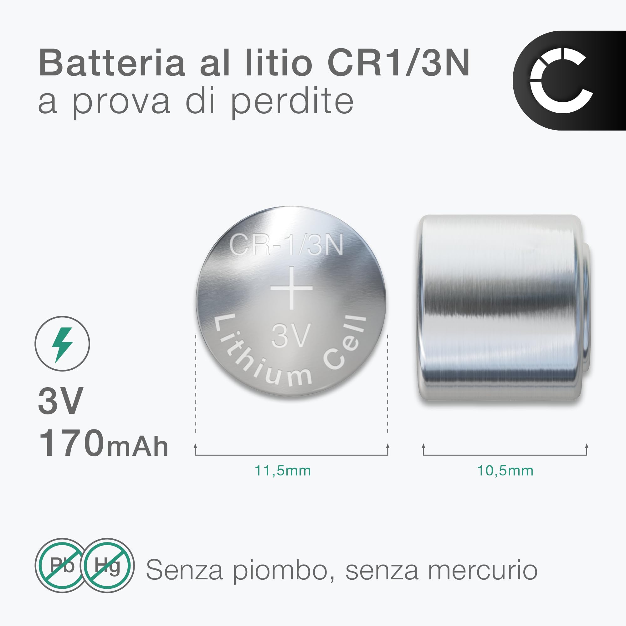 CELLONIC CR1/3N Batteria/pila a bottone Collari per cani- 15x | (Litio, 170mAh, 3V)