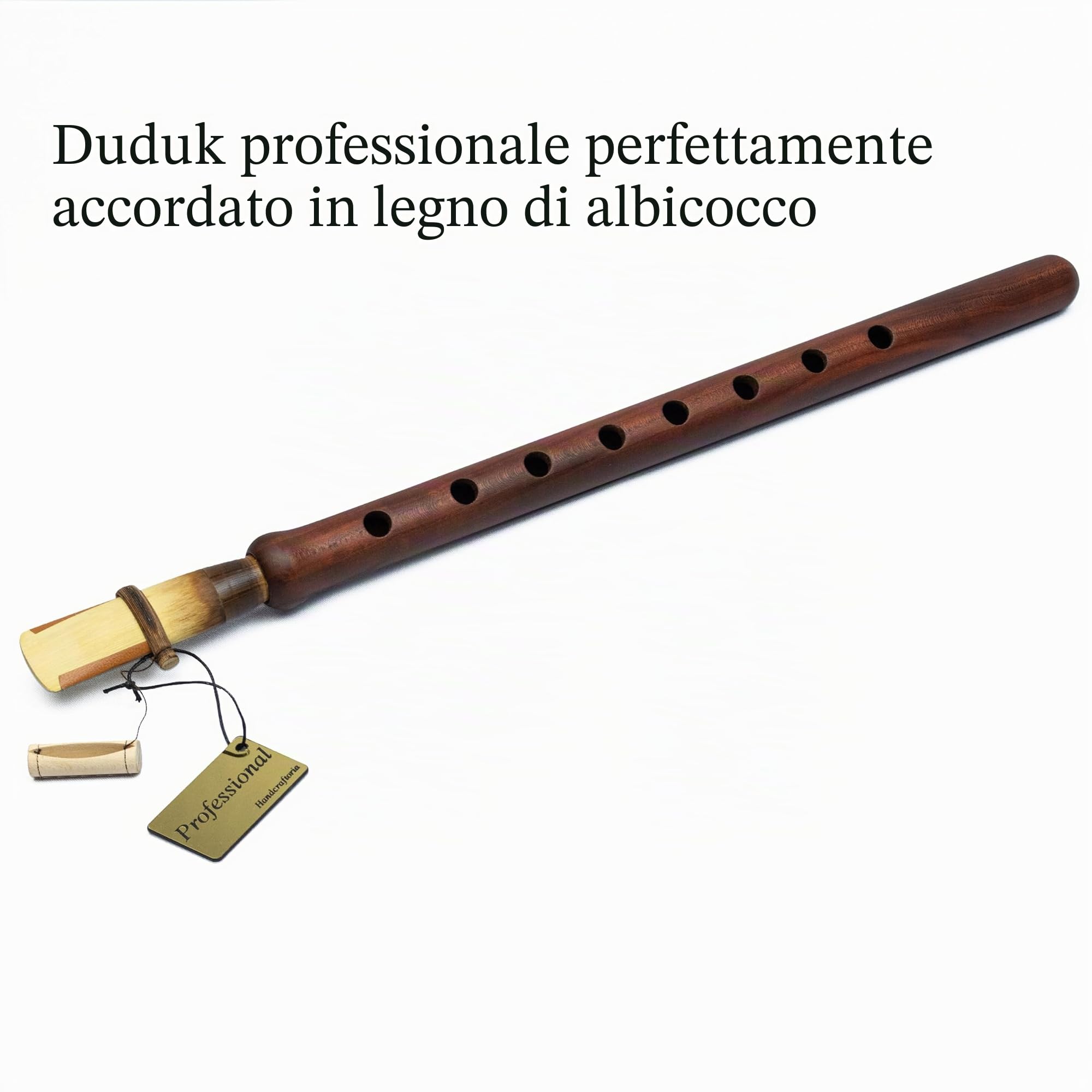 Strumento professionale armeno DUDUK in legno di albicocca, 2 ance (1 prof e 1 standard), custodia in ecopelle, flauto oboe balaban a fiato