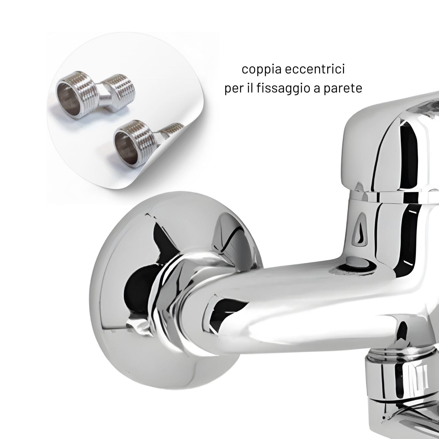 Miscelatore Rubinetto A Muro per Lavello Cucina Erogazione Orientabile