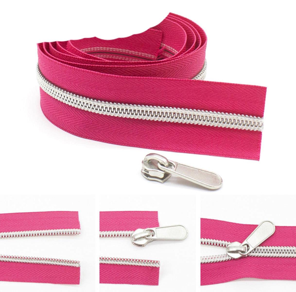 Estrattore Ziper, fissatore di cerniere, Sliders Zipper,Sewing Zips,Ended Zip Fasteners,5/10Meters 5# Zipper Open-end Coil Nylon Zippers for Luggage Clothing Bags Tent(B)