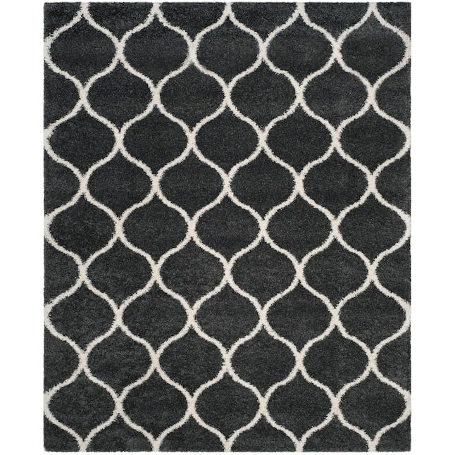 Image of SAGON Anti-Skid Shaggy Carpet Rug for Home | Ultra-Soft Plush Floor Mat for Living Room & Bedroom | Non-Slip, High-Density, Cozy Luxury Decor| 6 x 9 Feet Gray Ivory Diamond