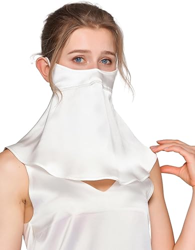 Mascarilla facial de seda pura UPF 50+, transpirable, protección UV, máscara reutilizable para la cara deportiva (polainas para el cuello)