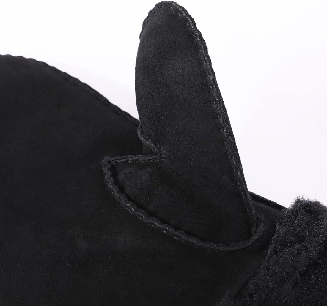 Harssidanzar Winter Mitten Gloves,Men Sheepskin Shearling Heated Warm Furry Cuff Mitten Gloves For Winter KM042US - Image 5