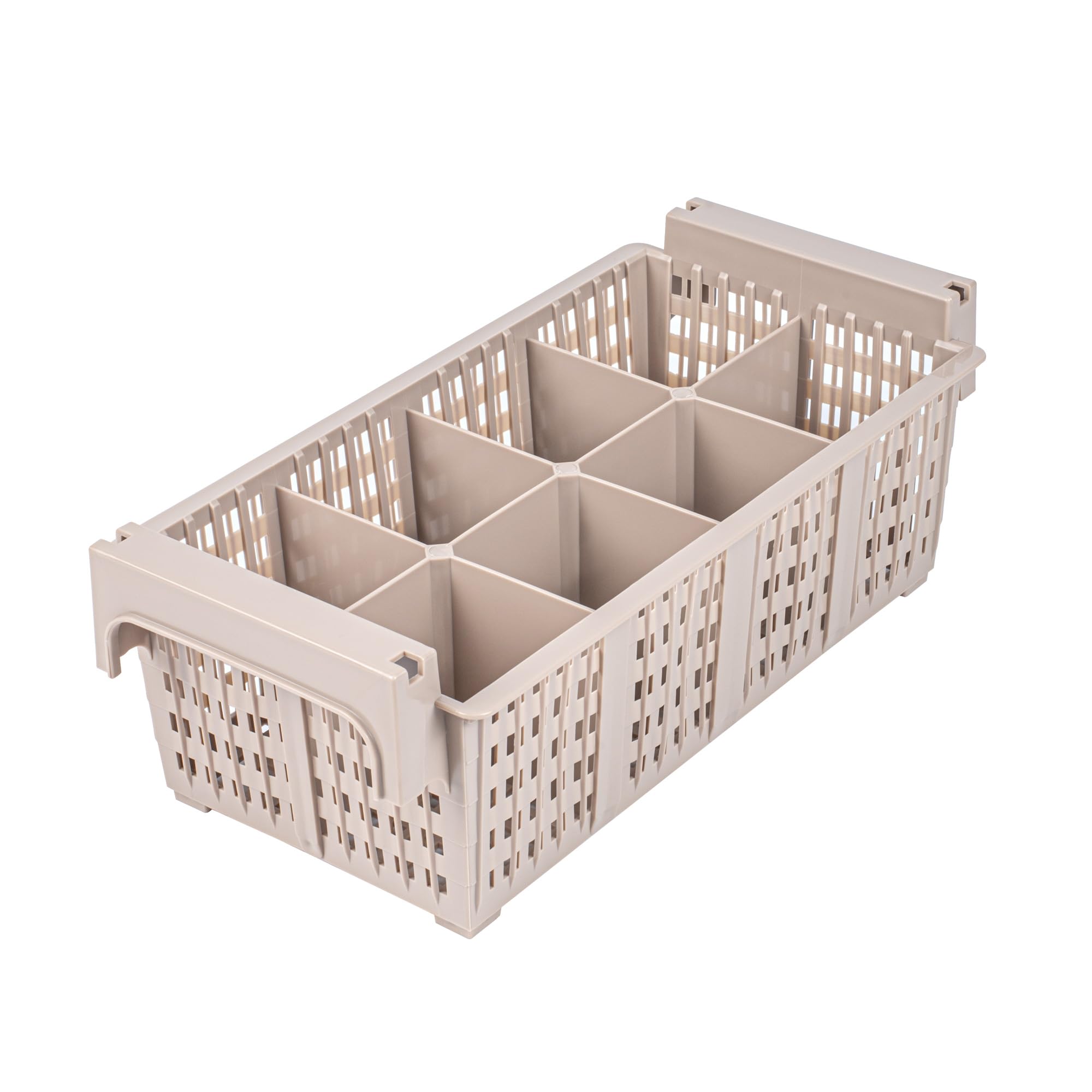 Restaurantware Clean Tek Égouttoir à vaisselle professionnel en polypropylène marron robuste avec 8 compartiments, porte-couverts durable pour restaurants, cuisines, cafétérias et plus encore