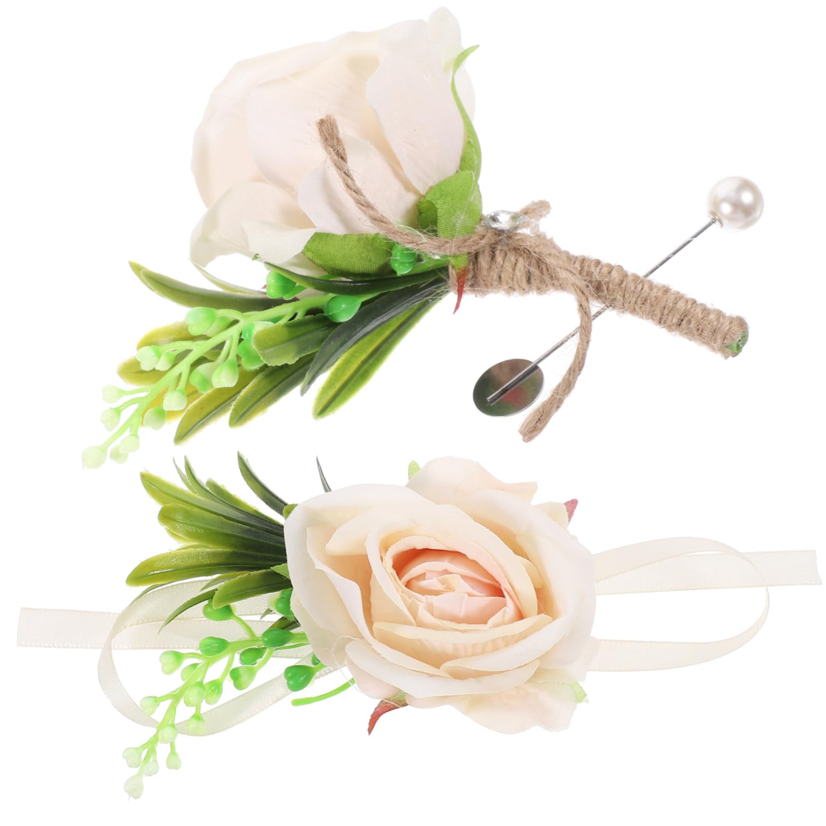Boutonnière et corsage de poignet de mariage pour mariée et invités
