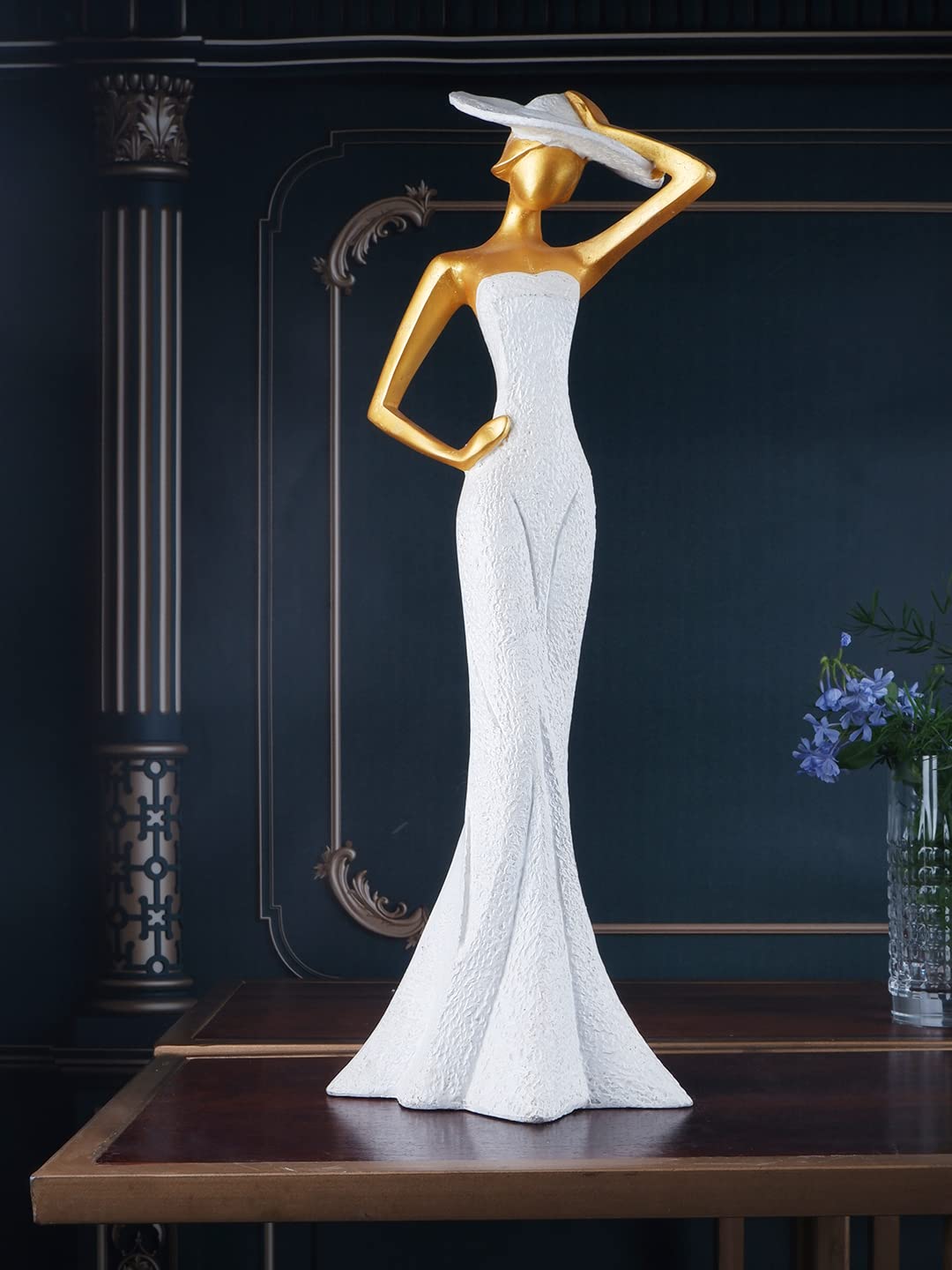 THE WHITE INK DECOR Premium Art Figurine Statue for Home Decor Antique Lady Murti for Table Top, Living Room, Shelf, Office, Shop Counter Decorative Showpiece Idol and Return Gift (18.5 inches)