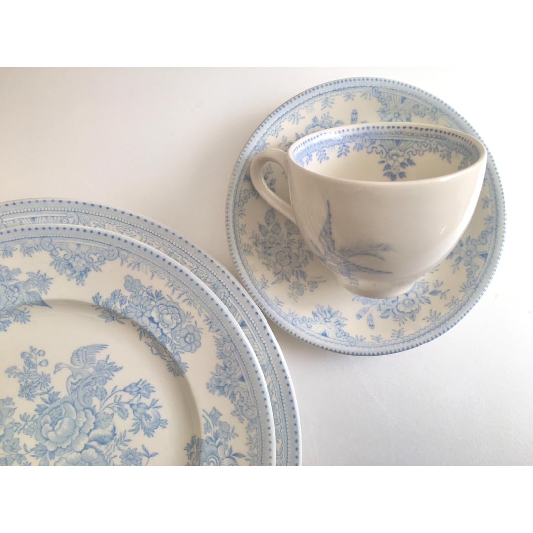 Burleigh Blue Asiatic Pheasants 2 Plate Cup & Saucer 4 Piece