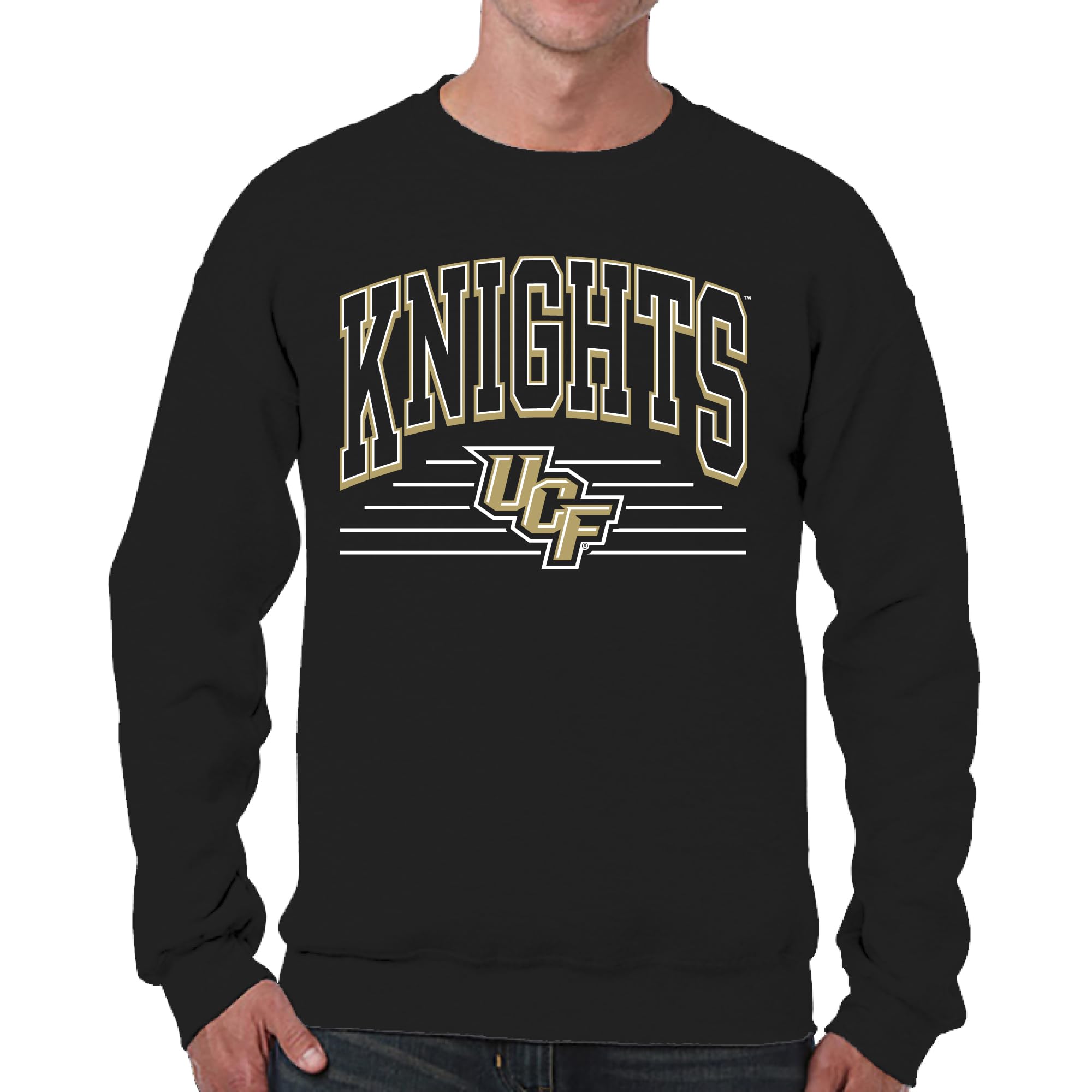 Campus Colors NCAA Adult Unisex Overtime Classics Crewneck Fleece Sweatshirt, Cozy Cotton Poly Blend, Timeless Design, Black, Large โ image 1