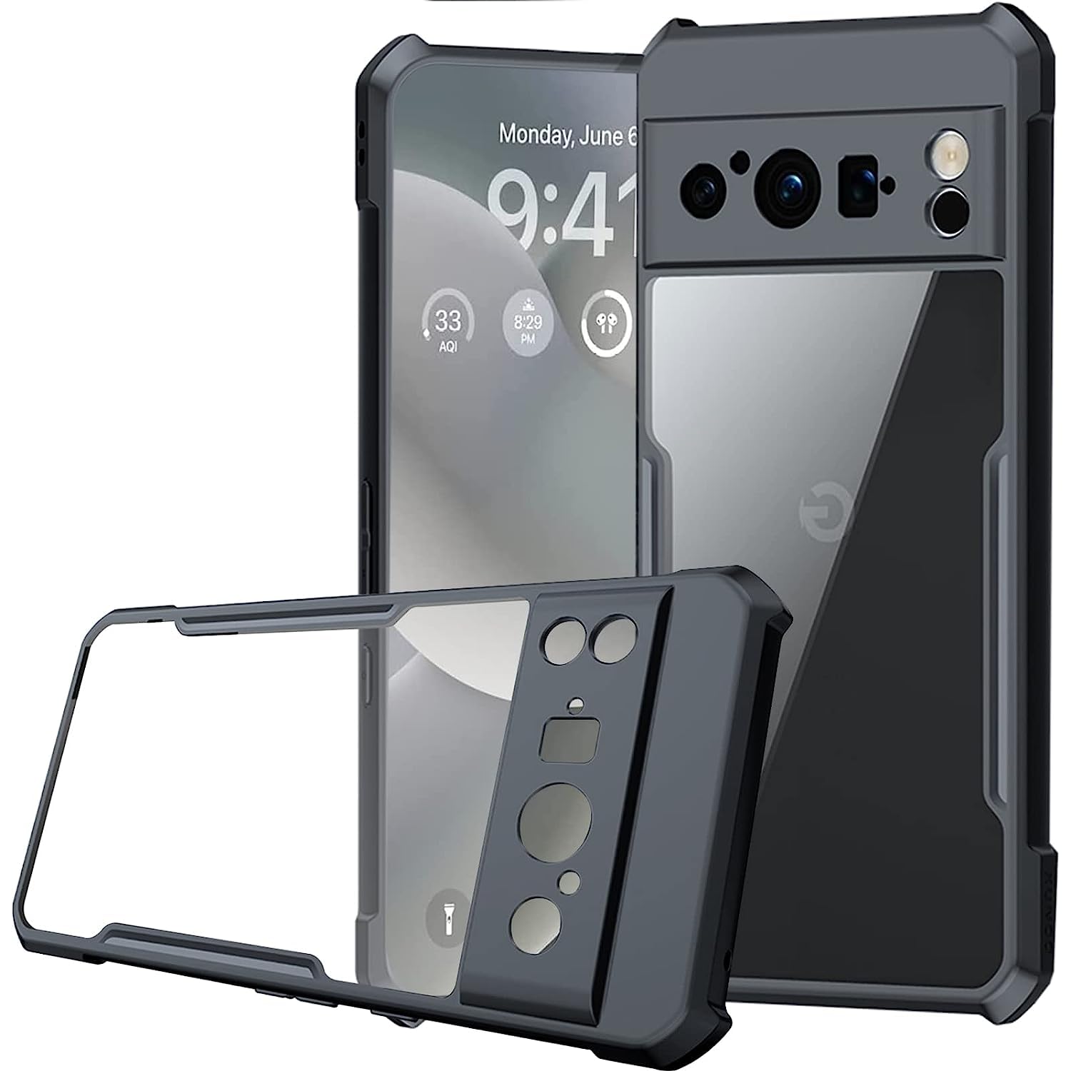 Case Google Pixel 8 Pro Case Back Cover Shockproof Bumper Crystal Clear | 360 Degree Protection TPU+PC | Camera Protection | Acrylic Transparent Eagle Cover for Google Pixel 8 Pro (5G) (Black Bumper)