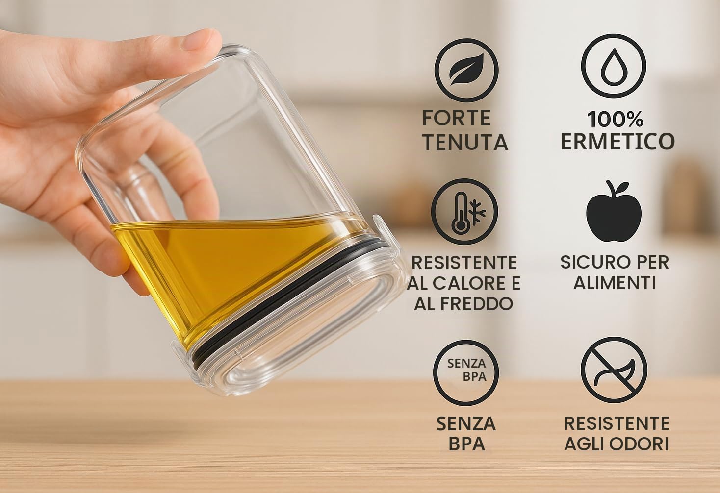 Contenitori per alimenti capienti da 42 litri con coperchi ermetici, set di organizzatori da cucina, senza BPA, trasparenti, 24 pezzi