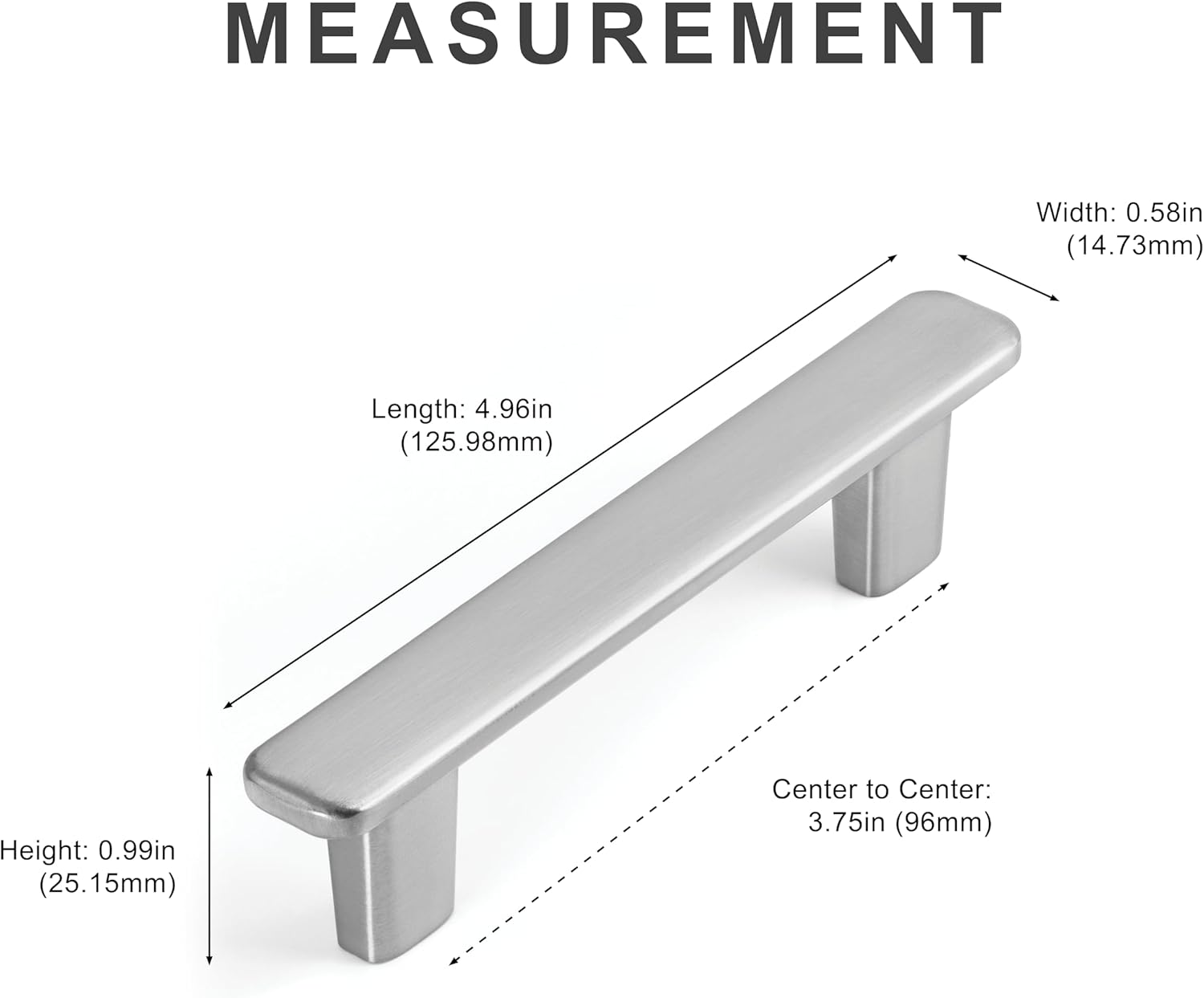 HESTIA HARDWARE 10 Pack | Drawer Pulls 3-3/4 Inch Hole to Hole | Modern Satin Nickel Cabinet Pulls | 96mm Kitchen Cabinet Pulls, Drawer Handles and Dresser Handles (Z17.96mm.10.S)