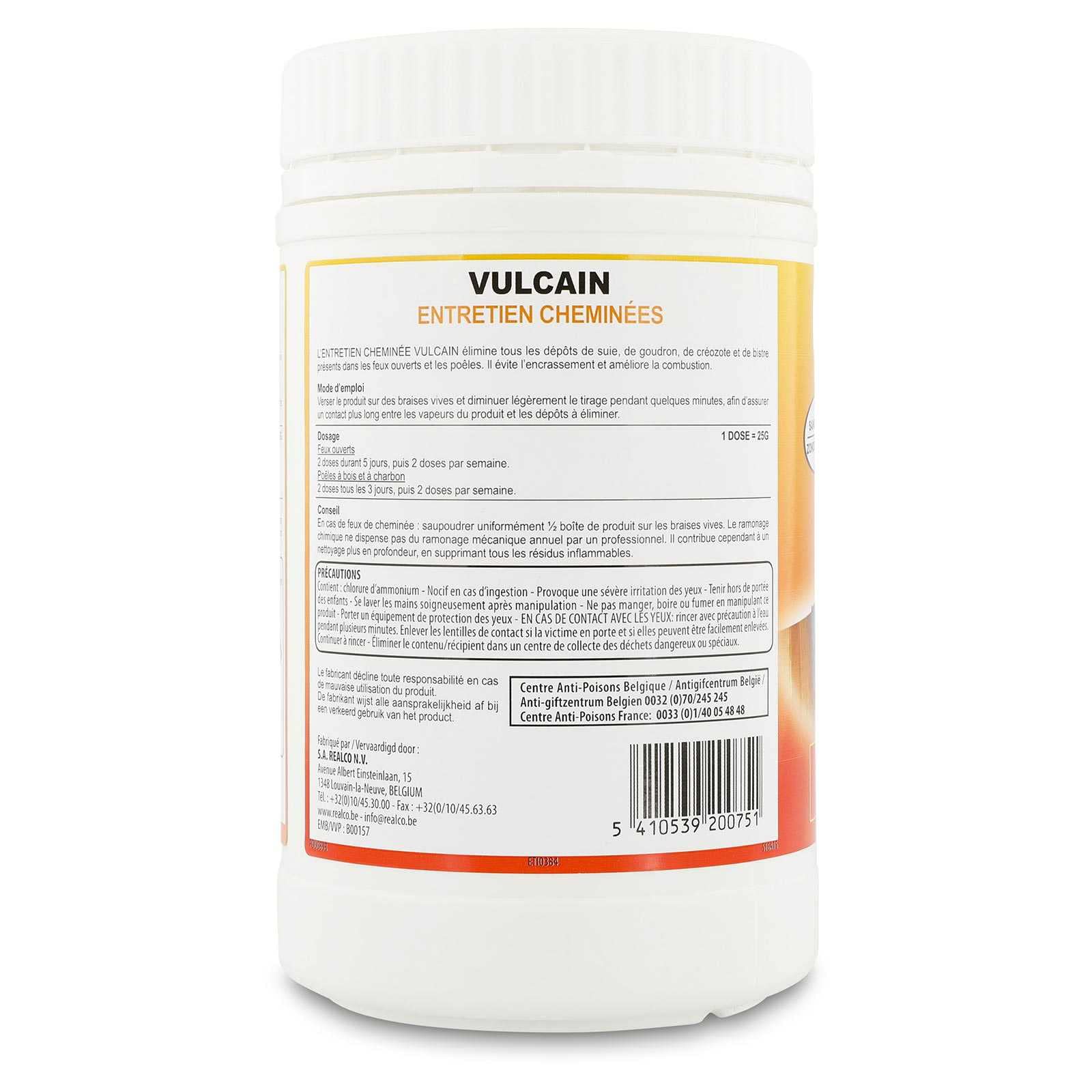 REALCO - Vulcain Pflege von Kaminen – Schornsteinpulver für Öfen und offene Feuer – 1 kg