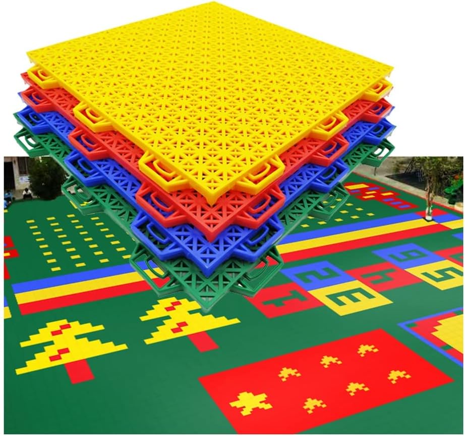 25CM Modular Interlocking Floor Tiles, Kindergarten Playground Colorful DIY Splicing Sports Floor, Anti-Skid and wear-Resistant,Red-1PCS,Red-1PCS