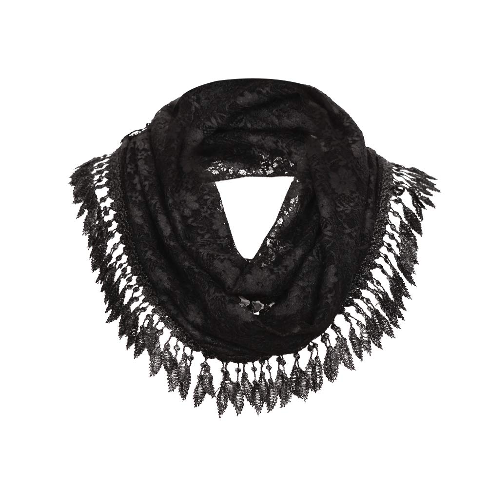 MissShorthair Womens Lightweight Lace Infinity Scarf with Tassels
