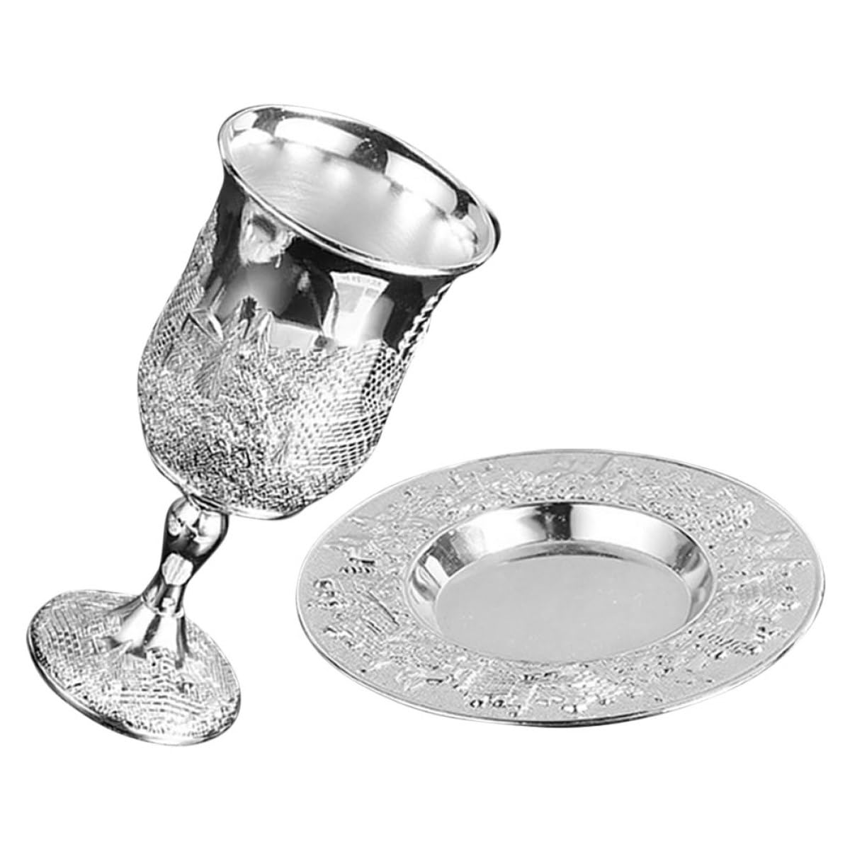 Coupe de Kiddouch argentée Kichvoe, verre à vin Judaica avec soucoupe pour Shabbat