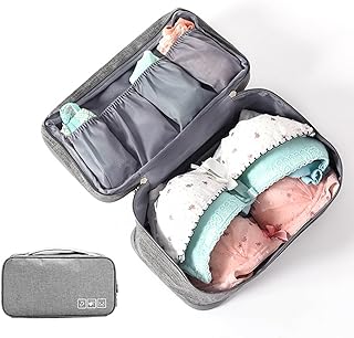 Portable Travel Underwear Organiser - Waterproof Storage Bag for Bra and Socks - Multifunctional Travel Organiser (Grey)