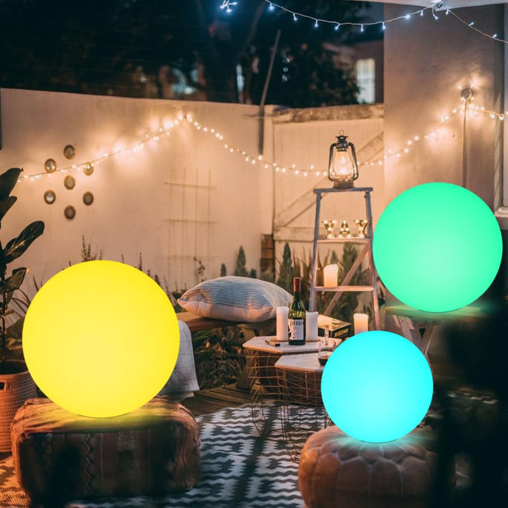 20-in LED Glowing Ball Light, Large Rechargeable LED Globe Orb