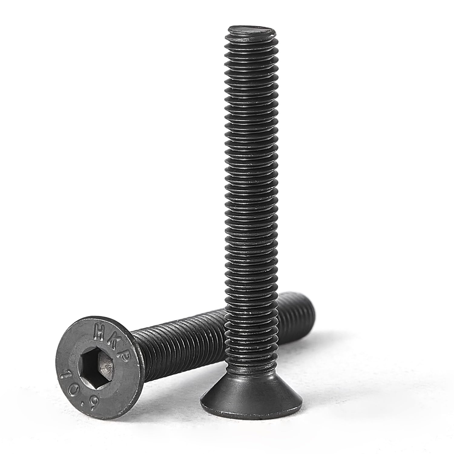 M5-0.8 x 65mm Flat Head Hex Socket Cap Screws Countersunk Bolts, 10.9 Grade Alloy Steel, Black Oxide Finish, Allen Hex Drive, Metric Fully Threaded,