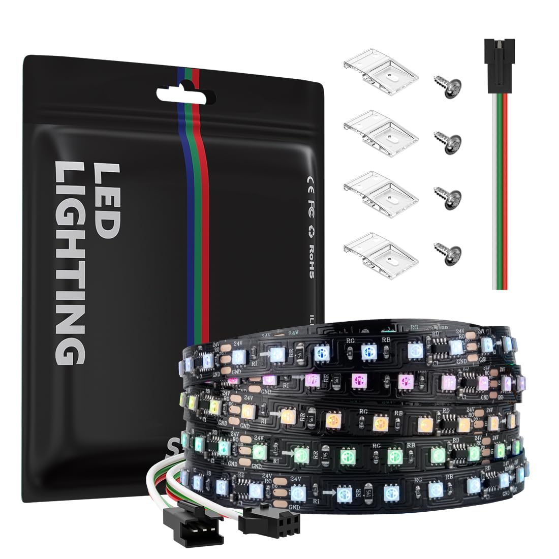 SEZO WS2811 LED Strip Light 8mm 16.4FT Addressable RGB LED Strips