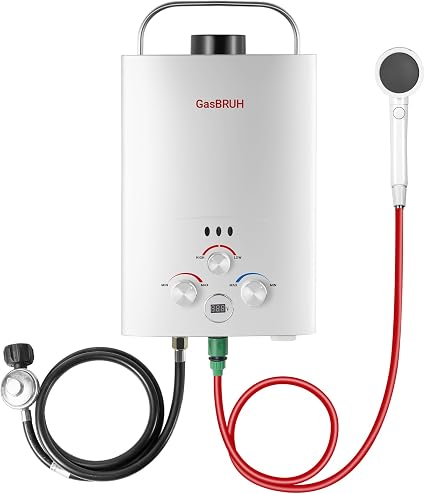 GasBRUH Tankless Water Heater Outdoor, 1.58 GPM, 6L Portable Propane