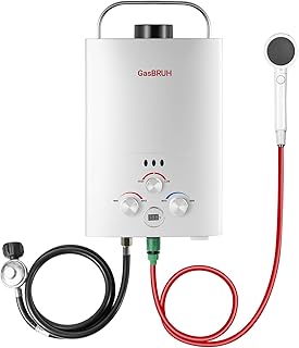 Tankless Water Heater Outdoor, 1.58 GPM, 6L Portable Propane Camping Water Heater with Overheating Protection for Indoor,RV,Camping