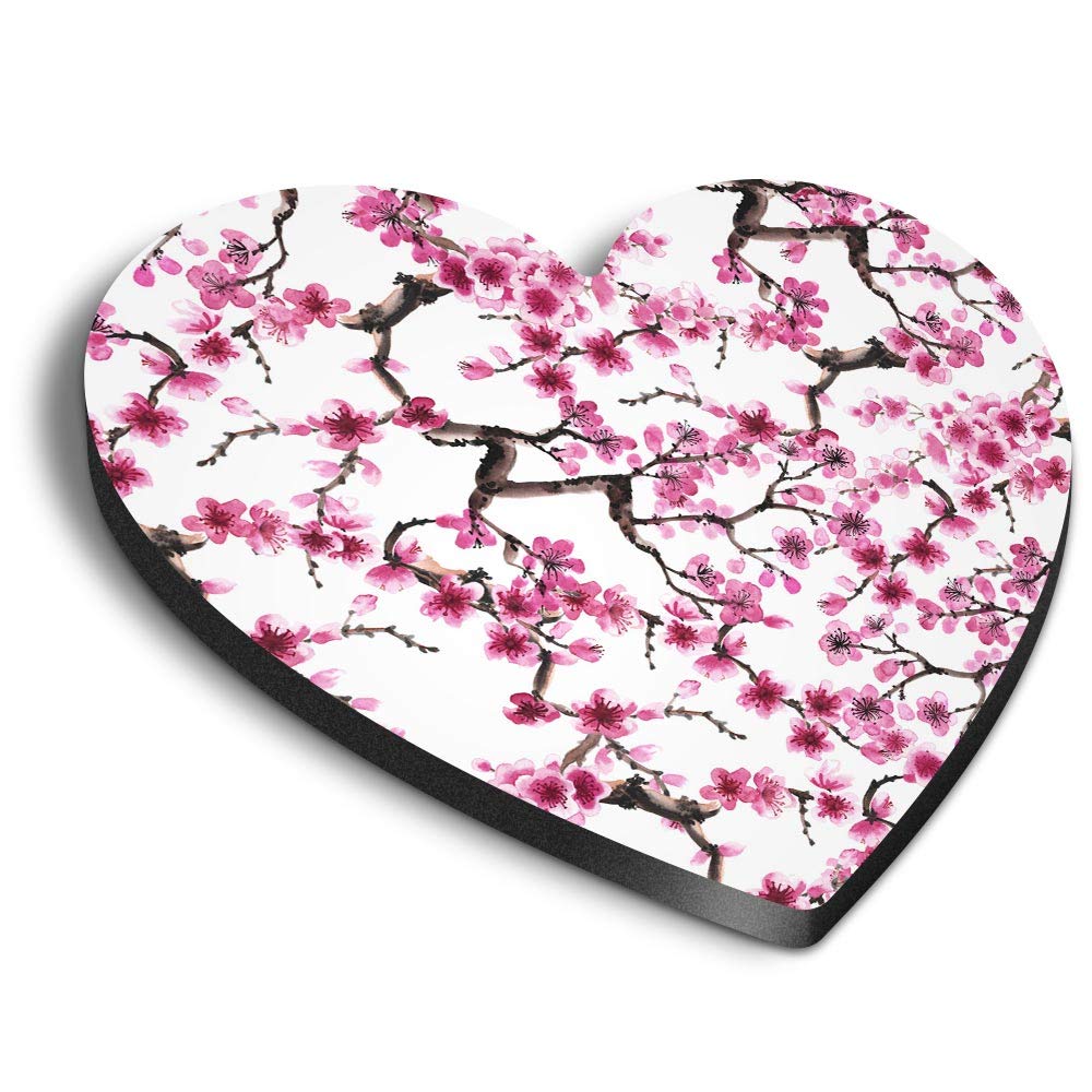 Destination Vinyl Ltd Multicolor 1 X Heart Mdf Magnets - Pretty Cherry Blossom Tree Pink Flower 8719