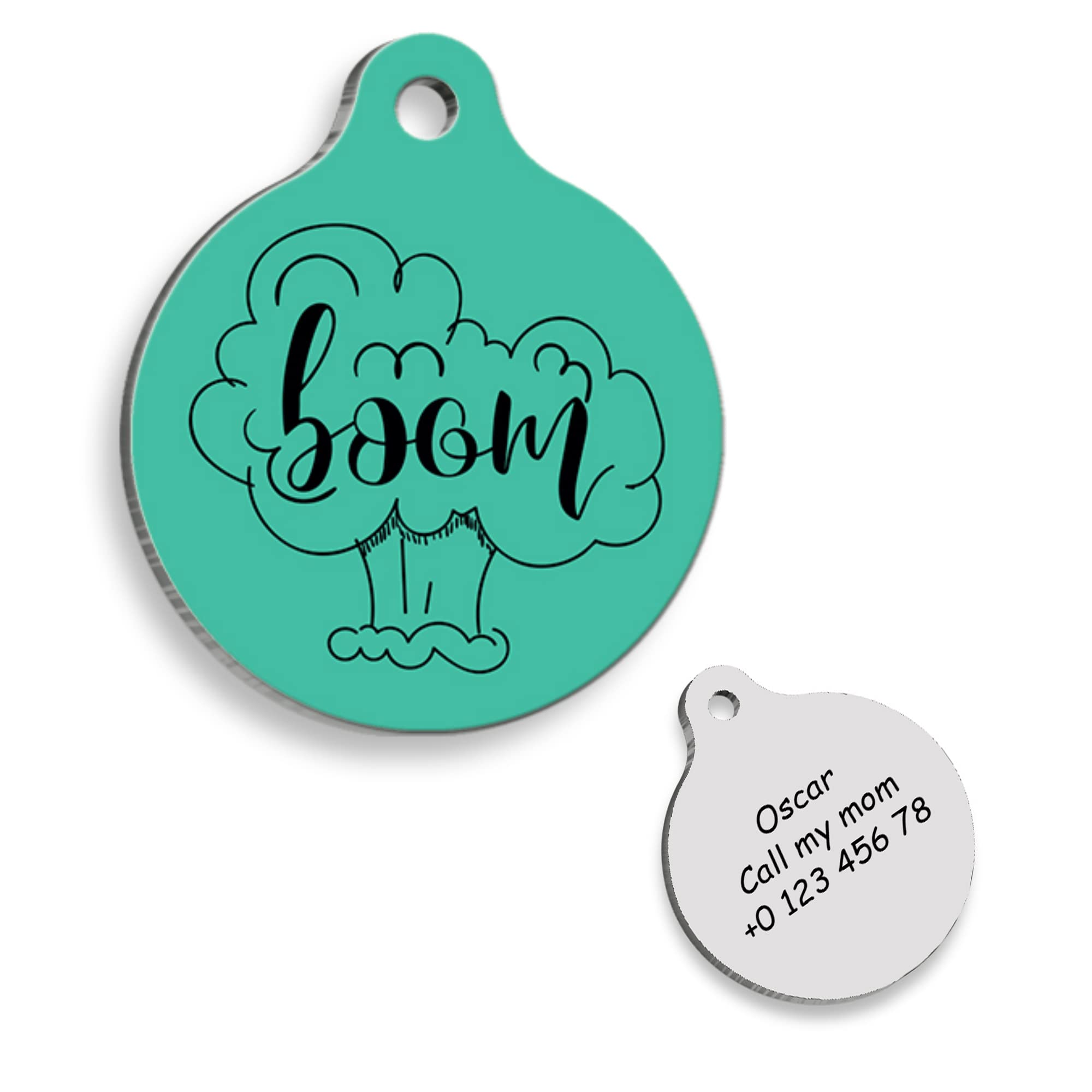 Green Boom Personalized Dog Tag - Custom Name Tag - ID Tag for Dog & Cat - Customized Pet Tags - Dog & Cat Name id Tag - Dog Name Tag - Engraved Dog Tag